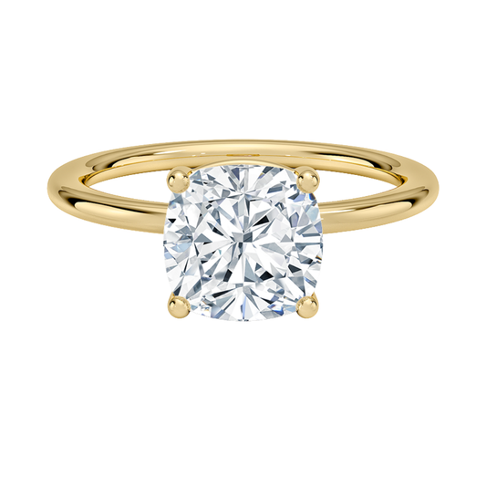 1 TO 5 CT Lab Grown Cushion Cut Solitaire Diamond Ring in 10K/14K/18K Gold – Classic Basket Setting | Pooja Diamond | IGI Certified Lab Diamond