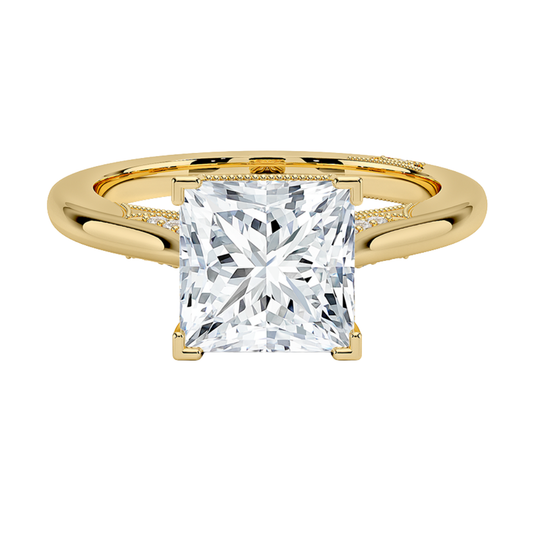 1 To 5 Ct Lab Grown Princess Cut Simply Tacori Crown Diamond Ring in 10K/14K/18K Gold with Hidden Halo – Elegant Solitaire Design | Pooja Diamonds | IGI Certified Lab Diamond