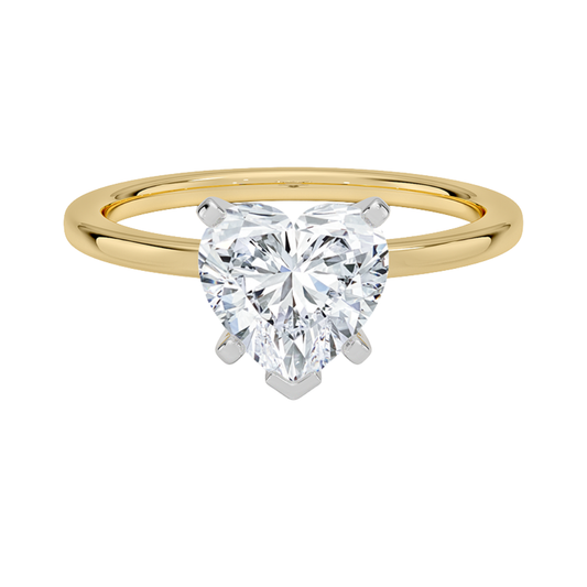 1 To 5 Ct Six-Prong Petite Comfort Fit Lab Grown Heart Cut 1.5mm Solitaire Ring | Pooja Diamond  | IGI Certified Lab Diamond