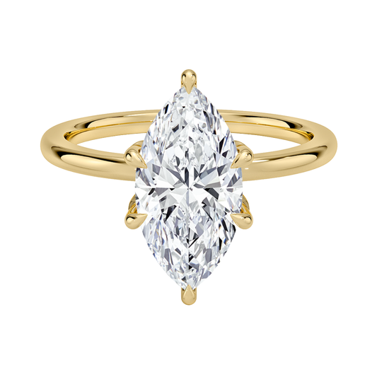 1 TO 5 CT Elegant Lab Grown Marquise Cut Petal Six Prong Diamond Ring with Hidden Halo in 10K/14K/18K Gold | Pooja Diamond | IGI Certified Lab Diamond