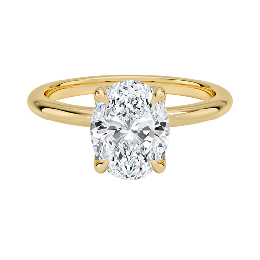 1TO 5 CT Elegant Oval Cut Lab Grown Diamond Elodie 1.8mm Solitaire Ring in 10K/14K/18K Gold | Pooja Diamond | IGI Certified Lab Diamond