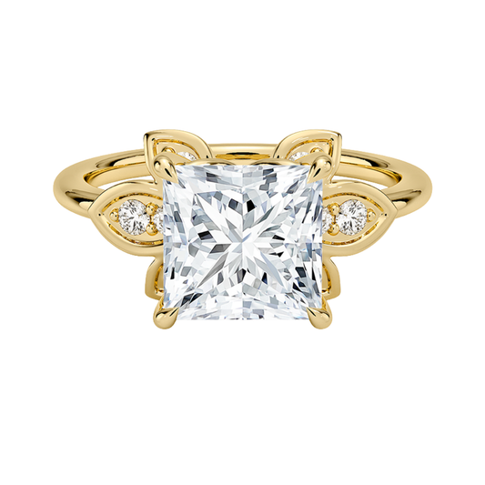 1 TO 5 CT Luxe Fiore Princess Cut Lab Grown Diamond Ring with Floral Gallery in 10K/14K/18K Gold | Pooja Diamond | IGI Certified Lab Diamond