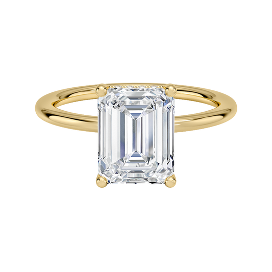 1 TO 5 CT Lab Grown Emerald Cut Gwen Perfect Fit Diamond Ring with Hidden Halo in 10K/14K/18K Gold | Pooja Diamond | IGI  Certified Lab Diamond