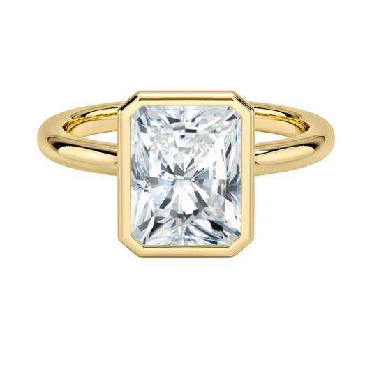 1 TO 5 CT Lab Grown Radiant Cut Diamond Julietta Bezel Solitaire Ring in 10K/14K/18K Gold | Pooja Diamond | IGI Certified Lab Diamond