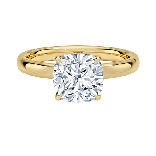 1 TO 5 CT Premium Cushion Cut Lab Grown Diamond Elodie 2.5mm Solitaire Ring in 10K/14K/18K Gold | Pooja Diamond | IGI Certified Lab Diamond