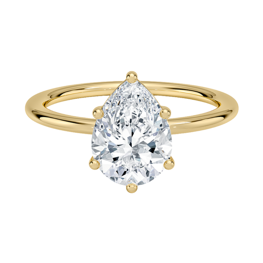1 TO 5 CT Lab Grown Pear Cut Solitaire Diamond Ring in 10K/14K/18K Gold – Classic Basket Setting | Pooja Diamond | IGI Certified Lab Diamond