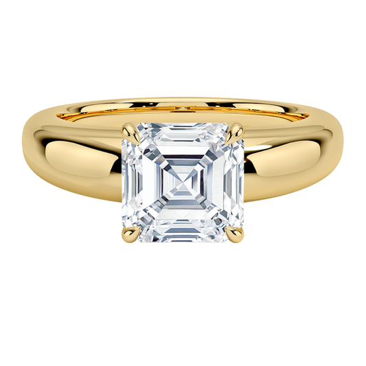 1 TO 5 CT Lab Grown Asscher Cut Diamond Solitaire Ring in Yellow Gold | Pooja Diamonds|IGI Certified Lab Diamond