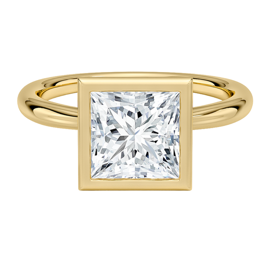 1 TO 5 CT Lab Grown Princess Cut Diamond Freesia Bezel Solitaire Ring in 10K/14K/18K Gold | Modern Twisted Cathedral Setting | IGI Certified Lab Diamond
