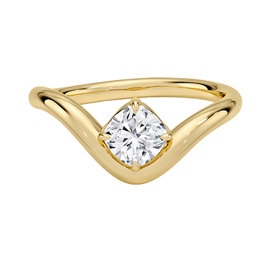 1 To 5 Ct Modern Lab Grown Cushion Cut Diamond Silhouette Solitaire Ring in 10K/14K/18K Gold | Pooja Diamond | IGI Certified Lab Diamond