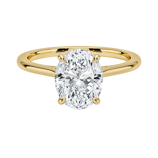 1 To 5 CT Elegant Lab Grown Oval Cut Diamond Petal 1.5mm Solitaire Ring in 10K/14K/18K Gold | Pooja Diamond | IGI Certified Lab Diamond