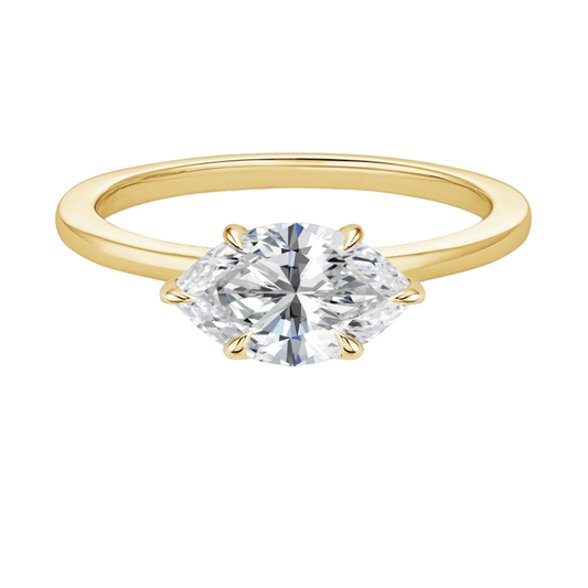 1 TO 5 CT Lab Grown Marquise Cut Diamond Morgan East-West Solitaire Ring in 10K/14K/18K Gold – Classic Four Prong Setting | Pooja Diamond | IGI Certified Lab Diamond