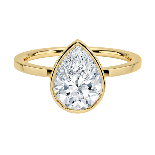 1 TO 5 CT Lab Grown Pear Cut Diamond Noemi Bezel Ring in 10K/14K/18KGold – Modern Basket Setting | Pooja Diamond | IGI Certified Lab Diamond