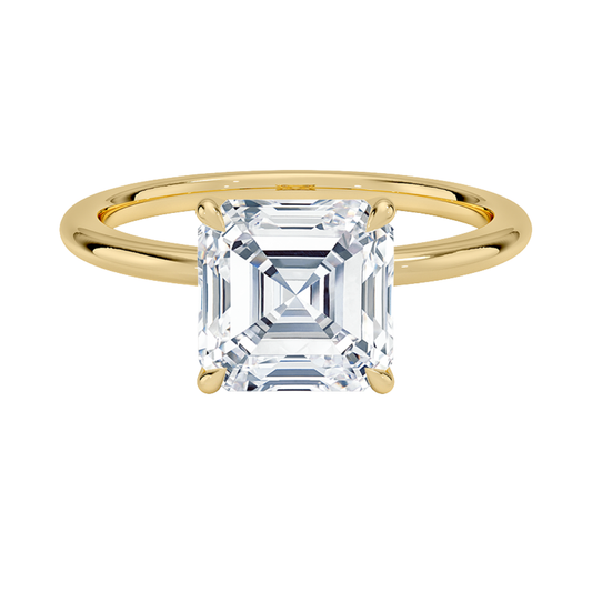 1 TO 5 CT Lab Grown Asscher Cut Diamond Petite Elodie 1.5mm Solitaire Ring in 10K/14K/18K Gold – Classic Cathedral Setting | IGI Certified Lab Diamond