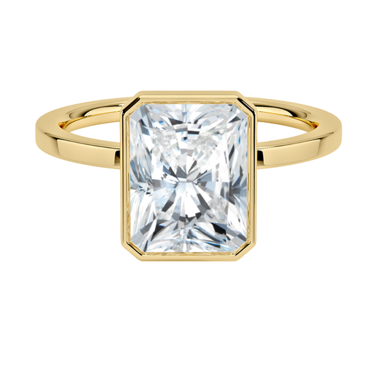 1 TO 5 CT Lab Grown Radiant Cut Diamond Noemi Bezel Ring in 10K/14K/18KGold – Modern Basket Setting | Pooja Diamond | IGI Certified Lab Diamond