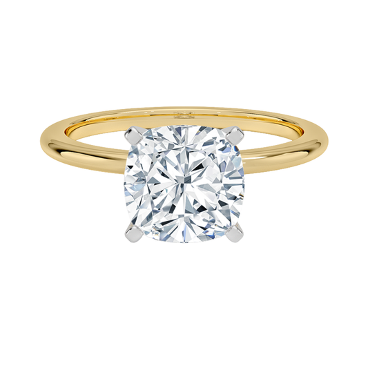 1 TO 5 CT Lab Grown Cushion Cut Diamond Solitaire Ring in 10K/14K/18K Gold | Elegant Four-Prong Setting | IGI Certified Lab Diamond