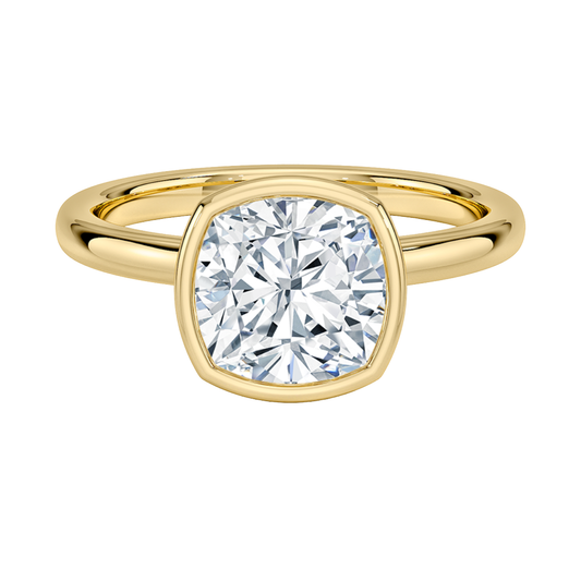 1 To 5 Ct Sylvie Perfect Fit Bezel Cushion Cut Lab Grown Diamond Solitaire Ring | Pooja Diamond | IGI Certified Lab Diamond
