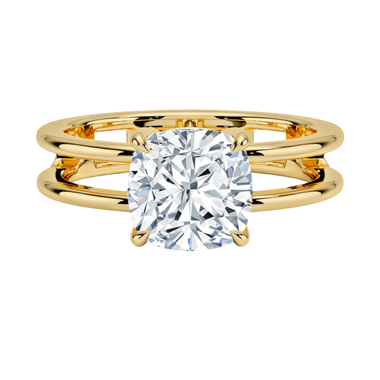 1 TO 5 CT Lab Grown Cushion Cut Diamond Split Shank Ring in 10K/14K/18K Gold | Pooja Diamonds |IGI Certified Lab Diamond