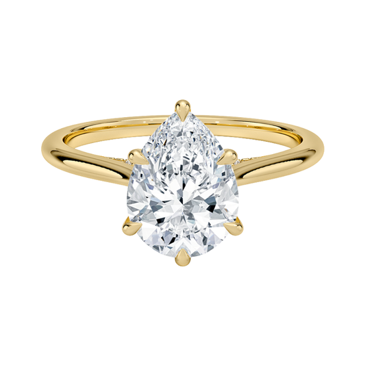 1 TO 5 CT Lab Grown Pear Cut Diamond Ring in 10K/14K/18K Gold with Hidden Halo | Luxury Solitaire – Pooja Diamond | IGI Certified Lab Diamond