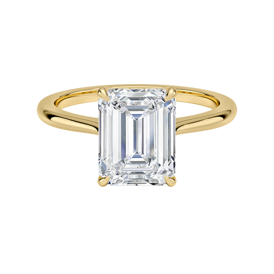 1 TO 5 CT Classic Emerald Cut Lab Grown Diamond Elle Solitaire Ring in 10K/14K/18K Gold | Pooja Diamond | IGI Certified Lab Diamond