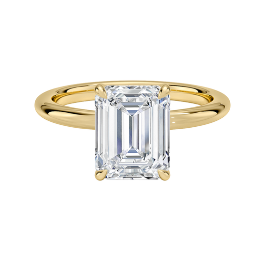 1 To 5 CT Lab Grown Emerald Cut Diamond Manon Solitaire Ring in 10K/14K/18K Gold | Pooja Diamond | IGI Certified Lab Diamond
