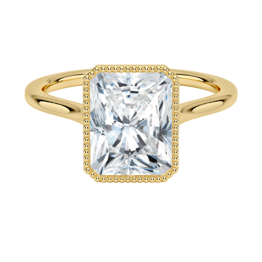 1 TO 5 CT Lab Grown Radiant Cut Diamond Margot Bezel Set Ring in 10K/14K/18K Gold | Pooja Diamond | IGI Certified Lab Diamond