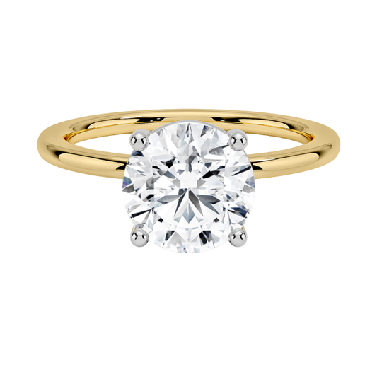 1 TO 5 CT Lab Grown Round Cut Diamond Mixed Metal Perfect Fit Solitaire Ring in 10K/14K/18K Gold – Classic High-Set Design | Pooja Diamond | IGI Certified Lab Diamond