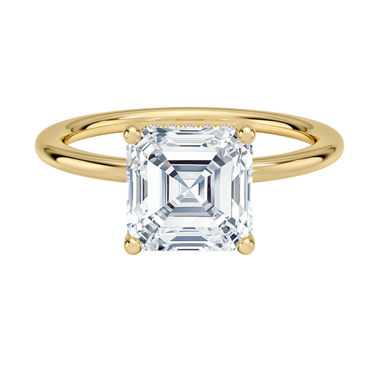 1 TO 5 CT Lab Grown Asscher Cut Gwen Perfect Fit Diamond Ring with Hidden Halo in 10K/14K/18K Gold | Pooja Diamond | IGI  Certified Lab Diamond