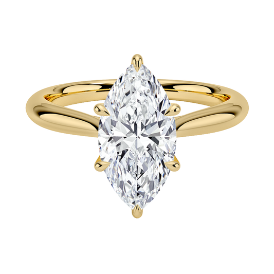 1 TO 5 CT Lab Grown Marquise Cut Diamond Solitaire Ring in 10K/14K/18K Gold | Classic Cathedral Design | IGI Certified Lab Diamond