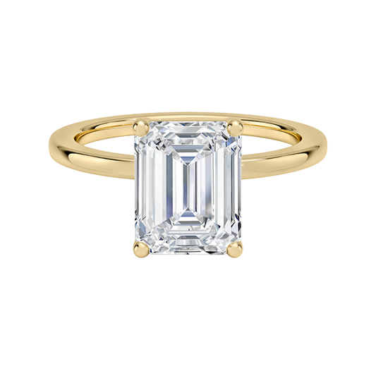 1 TO 5 CT Lab Grown Emerald Cut Diamond Perfect Fit 1.4mm Solitaire Ring in 10K/14K/18K Gold – Classic Basket Setting | Pooja Diamond | IGI Certified Lab Diamond