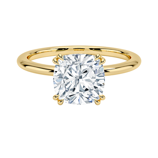 1 TO 5 CT Lab Grown Cushion Cut Aveline Solitaire Ring in 10K/14K/18K Gold | Infinity Prong Setting | IGI Certified Lab Diamond