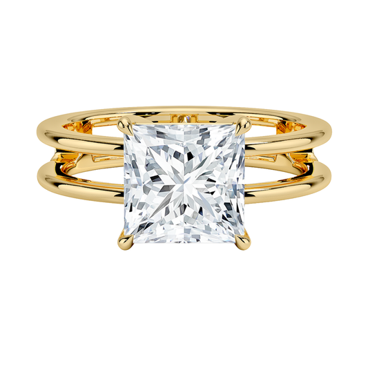 1 TO 5 CT Lab Grown Princess Cut Diamond Split Shank Ring in 10K/14K/18K Gold | Pooja Diamonds |IGI Certified Lab Diamond