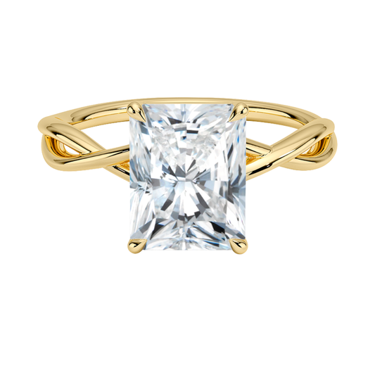 1 TO 5 CT Lab Grown Radiant Cut Diamond Engagement Ring in 10K/14K/18K Gold | Twisted Shank Solitaire | Pooja Diamonds|IGI Certified Lab Diamond
