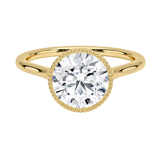 1 TO 5 CT Lab Grown Round Cut Diamond Margot Bezel Set Ring in 10K/14K/18K Gold | Pooja Diamond | IGI Certified Lab Diamond