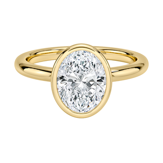 1 TO 5 CT Lab Grown Oval Cut Diamond Julietta Bezel Solitaire Ring in 10K/14K/18K Gold | Pooja Diamond | IGI Certified Lab Diamond