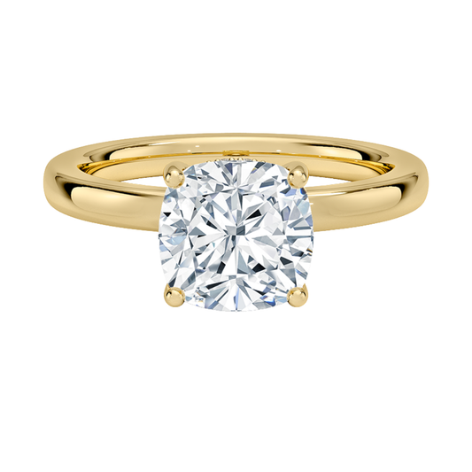 1 To 5 Ct Sydney Perfect Fit Hidden Halo 2mm Cushion Cut Lab Grown Diamond Solitaire Ring | Pooja Diamond | IGI Certified Lab Diamond