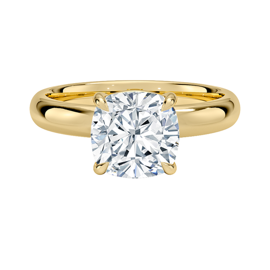 1 TO 5 CT Lab Grown Cushion Cut Audrey Perfect FIt 3mm Solitaire Ring in 10K/14K/18K Gold | Cathedral Setting |IGI Certified Lab Diamond