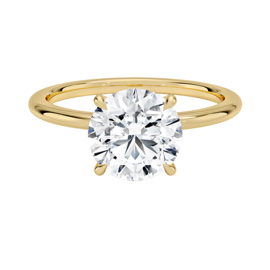 1 TO 5 CT Lab Grown Round Cut Diamond Petite Elodie 1.5mm Solitaire Ring in 10K/14K/18K Gold – Classic Cathedral Setting | IGI Certified Lab Diamond
