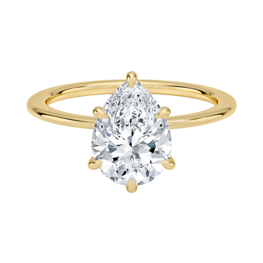 1 TO 5 CT Lab Grown Pear Cut Petite Secret Halo Diamond Ring in 10K/14K/18K Gold with Hidden Accent Detail |IGI Certified Lab Diamond