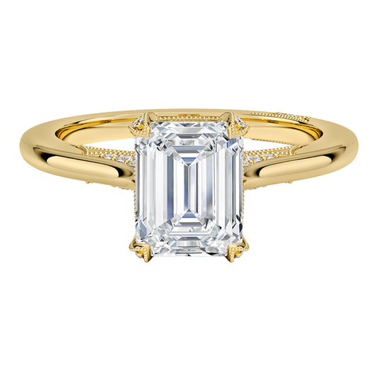 1 To 5 Ct Simply Tacori Lab Grown Emerald Cut Diamond Ring in 10K/14K/18K Gold with Diamond Drape Gallery | Pooja Diamond  | IGI Certified Lab Diamond