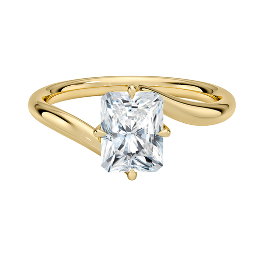 1 TO 5 CT Lab Grown Radiant Cut Diamond Atelier Solitaire Ring in 10K/14K/18K Gold | Twisted Band Engagement Ring | IGI Certified Lab Diamond