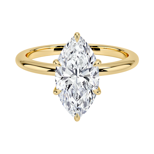 1  TO 5 CT Lab Grown Marquise Cut Esme Hidden Halo Diamond Ring with Hidden Accents in 10K/14K/18K Gold | Pooja Diamond | IGI Certified Lab Diamond