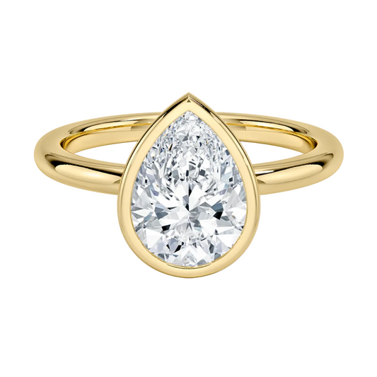 1 TO 5 CT Lab Grown Pear Cut Diamond Julietta Bezel Solitaire Ring in 10K/14K/18K Gold | Pooja Diamond | IGI Certified Lab Diamond