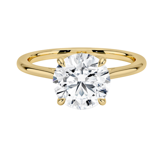 1 To 5 CT Elegant Lab Grown Round Cut Diamond Petal 1.5mm Solitaire Ring in 10K/14K/18K Gold | Pooja Diamond | IGI Certified Lab Diamond