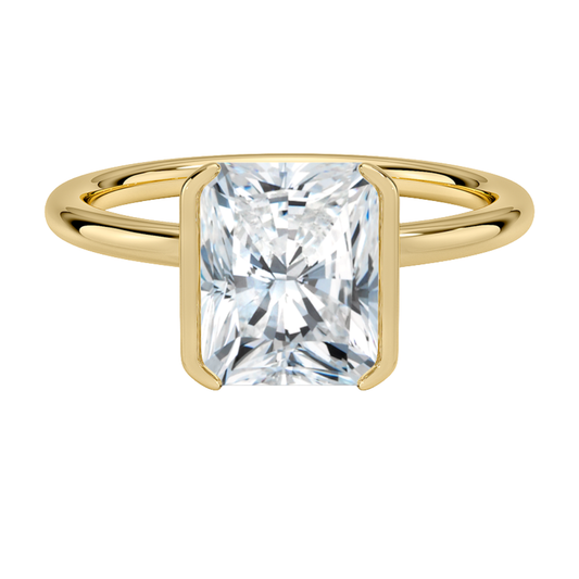 1 TO 5 CT Lab Grown Radiant Cut Diamond Annika Semi-Beze Solitaire Ring in 10K/14K/18K Gold | Pooja Diamonds | IGI Certified Lab Diamond