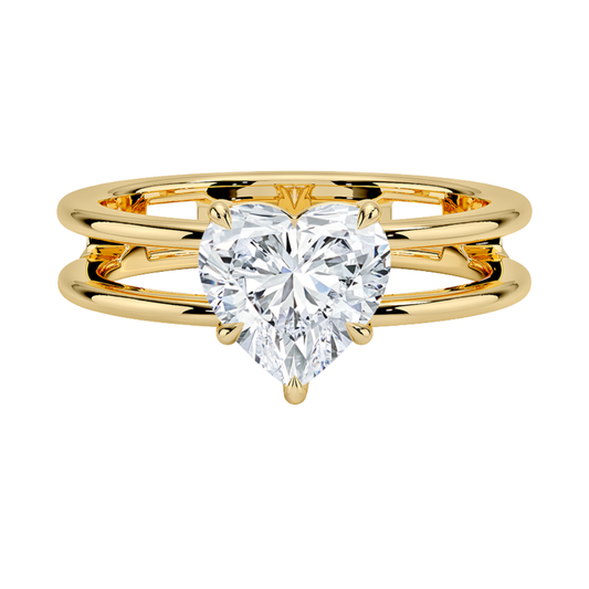 1 TO 5 CT Lab Grown Heart Cut Diamond Split Shank Ring in 10K/14K/18K Gold | Pooja Diamonds |IGI Certified Lab Diamond