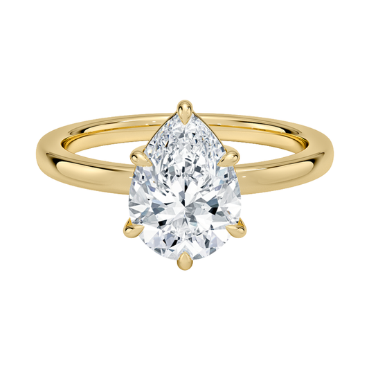 1 TO 5 CT Lab Grown Pear Cut Diamond Solitaire Ring in 10K/14K/18K Gold | Classic Basket Setting – Pooja Diamond | IGI Certified Lab Diamond