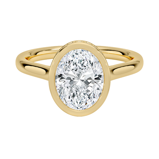 1 TO 5 CT Lab Grown Oval Cut Diamond Ring with Hidden Pavé Gallery in 10K/14K/18K Gold | Pooja Diamond | IGI Certified Lab Diamond