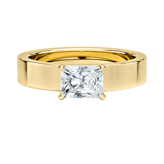 1 TO 5 CT Lab Grown Radiant Cut Diamond Peyton East-West Solitaire Ring in 10K/14K/18K Gold with Wide Rounded Polished Band | Pooja Diamonds | IGI Certified Lab Diamond