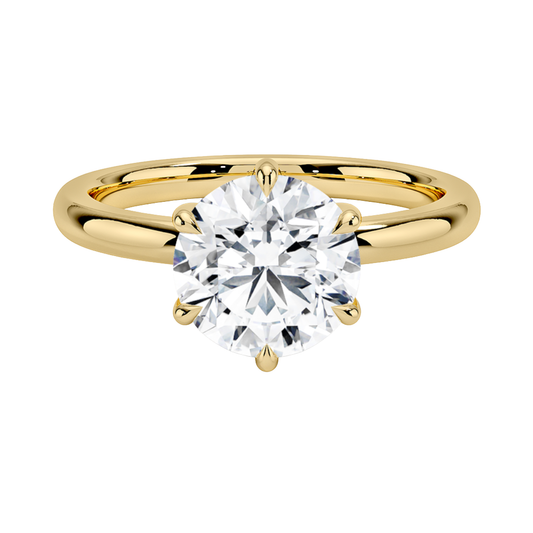 1 TO 5 CT Lab Grown Round Shape Diamond Solitaire Ring in 10K/14K/18K Gold | Romantic Six-Prong Design |IGI Certified Lab Diamond