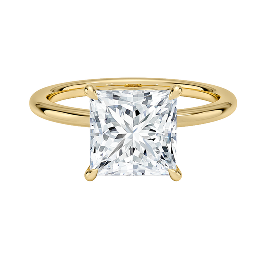 1 TO 5 CT Lab Grown Princess Cut Diamond Hidden Heart Solitaire Ring in 10K/14K/18K Gold | Classic Engagement Ring |IGI Certified Lab Diamond